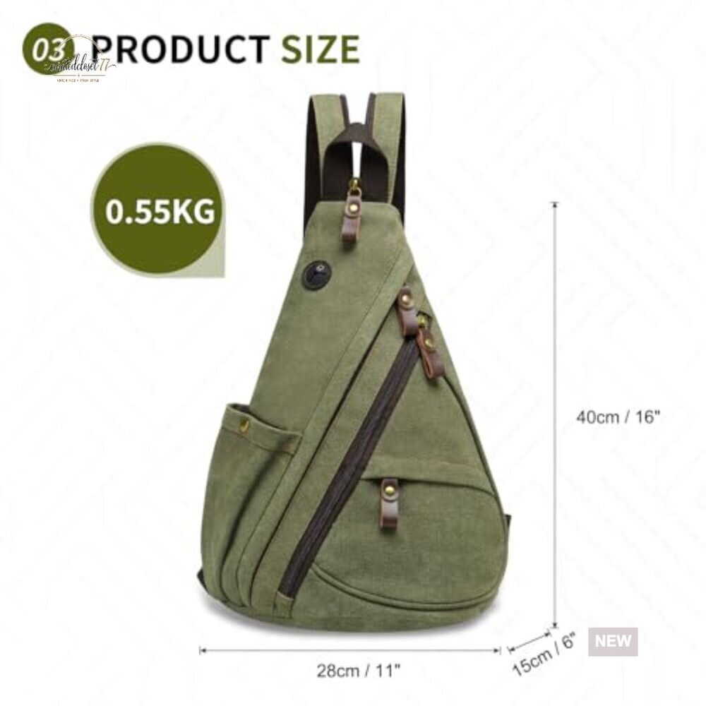 Vintage Canvas Sling Bag, 3-in-1 Convertible, 16x10x6 Inches, Travel Backpack - Picture 4 of 7